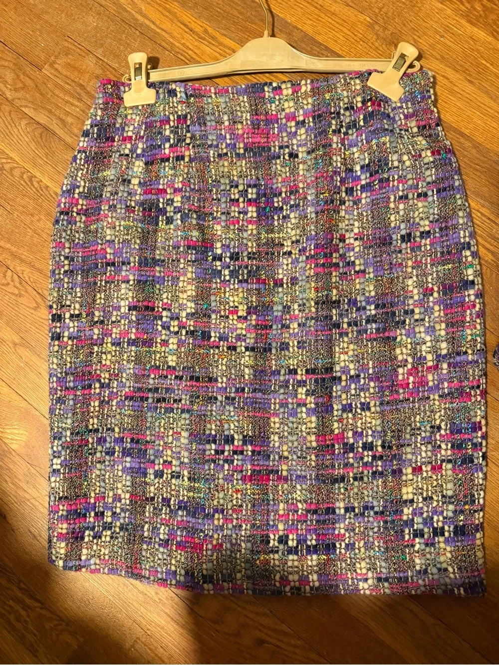 Woven Tweed Skirt Suit Set in Purple and Pink - Women